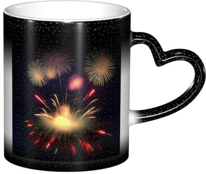 SABFWF Explosion Fireworks 3D Print Color Changing Mug,Coffee Mugs,Personalized Magic Mug for Home and Office Use