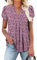 CHICZONE Womens Short Sleeve Tops Henley Shirts V Neck Casual Summer Flowy Blouses Loose Fit