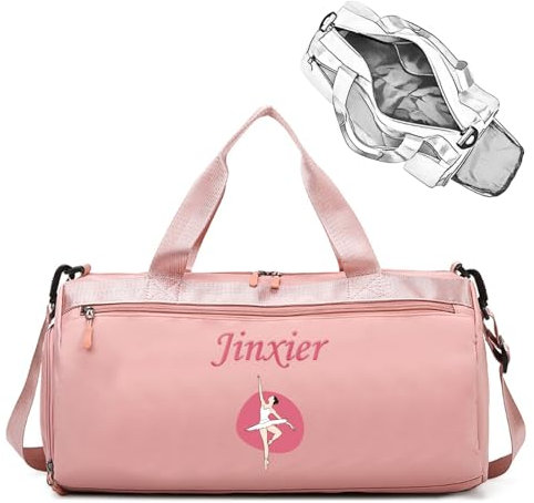 Sac de Voyage Personnalisé avec Nom/Logo, Sac de Sportif, Yoga, Danse, Imperméable, pour Escapade Week-End, pour Femmes et Hommes, avec Compartiments pour Chaussures et Vêtements Mouillés