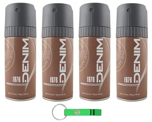 4x Denim Deodorante Spray Corpo 1976 - Körperspray-Deodorant - Klassisch maskulin, frisch und mit einem unverwechselbaren Hauch von Raffinesse Deo 150ml + Beni Culinari Kostenloser Schlüsselanhänger