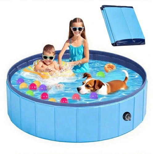 Piscine Pliable,120 * 30 CM Piscine Chien Rigide,Pataugeoire Chien Portable-PVC épais et Antidérapant,Résistant à l'usure-pour Les Chiens et Les Enfants Qui Jouent dans l'eau