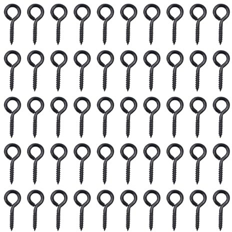 Lot De 50 Piton À Visser,Durable Crochet Mural A Visser,Crochet Suspension,Multifonctionnel 30 Mm Petite Vis Œil Crochets Vis Œillet,Idéal Pour De Multiples Applications Dans Le Bureau Domicile (Noir)