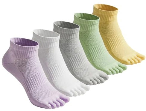 Sunolkie Chaussettes à bout en coton pour femme, chaussettes décontractées à cinq doigts, chaussettes confortables et respirantes, chaussettes athlétiques