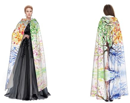 Wunderschöner Vier-Jahreszeiten-Baum-Umhang mit Kapuze, für Cosplay, Halloween, Weihnachten, Kostüme für Erwachsene