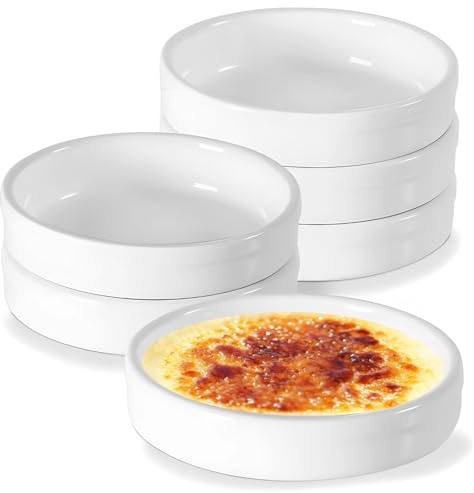 6 PCS Ceramic Ramekin Baking Pans, 4.5 x 1.4 in Shallow Round Ramekin Dish, Individual Pie Dish, Mini Pie Plate for Kitchen Restaurant
