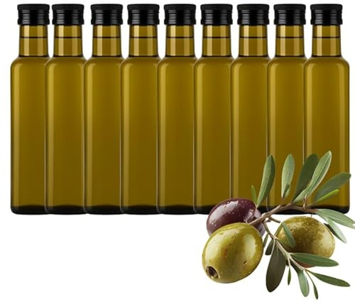 made in home - Bouteille en verre pour huile d'olive pour la cuisine – Bouteille en verre d'huile d'olive 250 ml avec bouchons – Bouteille d'huile pour la cuisine et la conservation des liquides (10)