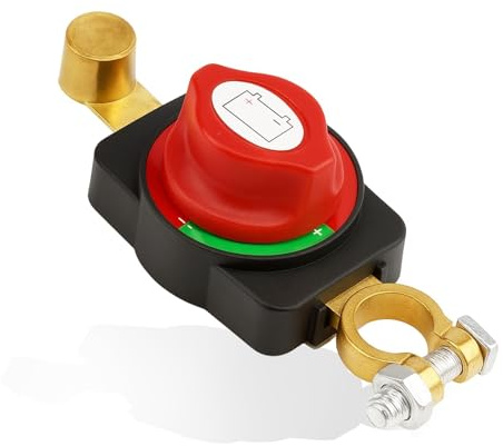 Desconectador de Batería Borne 12V 24V 48V Cortacorrientes Ajustable 180° Carcasa Anticorrosión Interruptor Aislamiento Bateria para Coche Barco Vehículo Camión Caravana Moto Conexión Directa