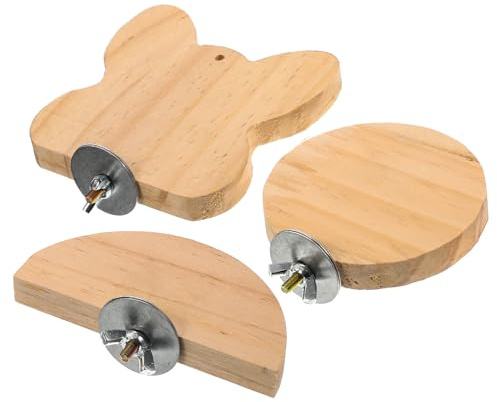 JOINPAYA 3 Stück Holzspielzeug für Kleine Haustiere mit Sicherer Dekorativer Plattform und Lustigen Formen als Spielplatz für Hamster und Papageien