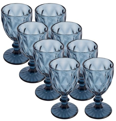 San Ignacio Juego de 8 Copas de cristal de 250ml Azul