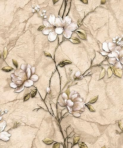 WPE® Stone Floral Bloom Mountain Flower Beige Luxury Heavyweight Wallpaper 62504 for Home/Office/Nursery