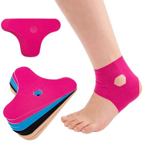 20 Stück Kinesiotapes Vorgeschnitten für Knöchel(Blau+Schwarz+Rosa+Beige) | Wasserdicht Tape Sprunggelenk, Kinesiologie Tape Vorgeschnitten, Elastisches Physio Tape für Sport und Alltag