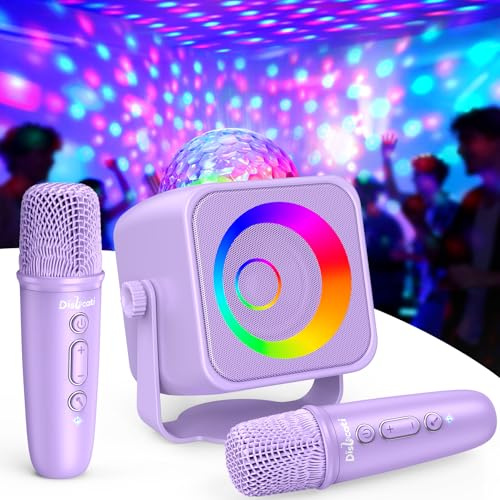 Dislocati Karaoke Machine 2 Microphones with Disco LED Lights, 3-15 Year Old Girls Gifts Bluetooth Microphone for Singing Kids Toys for 3-15 Year Old Girls Birthday Presents for Teenage Girl