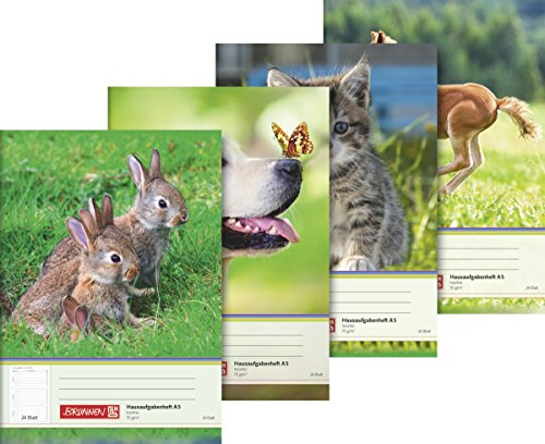 Brunnen 104681502 Hausaufgabenheft (A5, 24 Blatt, 4 Tiermotive)