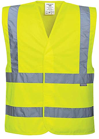 Portwest C470 Reflective Hi Vis Safety Vest Band and Brace Waistcoat Security Traffic Construction Workwear, Yellow, S/M