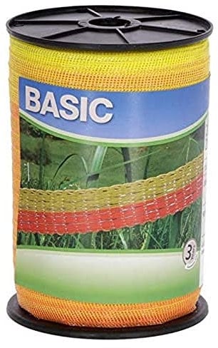 Kerbl 441524 BASIC Weidezaunband, Gelb/Orange, 4 Leiter, 200m Länge, 20mm Breite