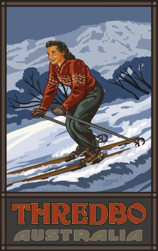 Northwest Art Mall Thredbo Australia Downhill Skier Girl Wandschmuck von Paul A. Lanquist, 28 x 43 cm