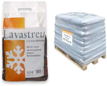 OPPENHÄUSER Lava-Streugut 1080kg deutsches Qualitätsprodukt für sichere Wege ideal zur Lagerung im Streugutbehälter - 1 Palette 72x 15kg