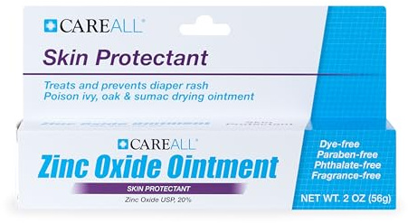 CareAll Zinc Oxide 20% Skin Protectant Barrier Ointment 2 oz, Relieves, Treats and Prevents Minor Skin Irritations due to Diaper Rash. Helps Seal Out Wetness. Protects Chafed Skin.
