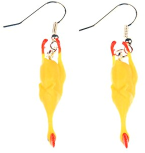 Miniblings Huhn Ohrringe Hühner Hahn Hühnchen Gummihuhn Gockel gelb - Handmade Modeschmuck I Ohrhänger Ohrschmuck versilbert