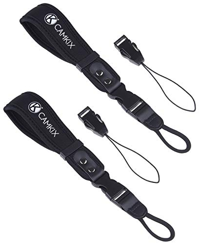 Handschlaufen für DSLR und Kompaktkameras - 2er-Pack - Extra stark und langlebig - Bequemes Neopren-Armband - Verstellbare Passform - Schnellverschluss Clip - Zusätzliche Haltebänder + Reinigungstuch