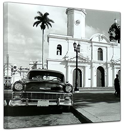 Bilderdepot24 Bild auf Leinwand | Oldtimer - Kuba in 40x40 cm als Wandbild | Wand-deko Dekoration Wohnung modern Bilder | 16082