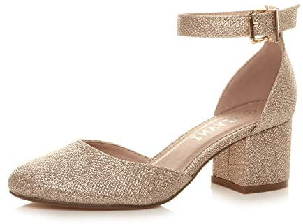 AJVANI Womens Ladies Low mid Block Heel Ankle Strap Mary Jane Court Shoes Sandals Size