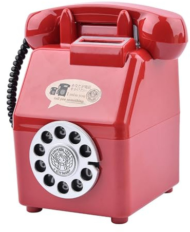 QUILSTM Witzige Vintage Telefon Spardose als Deko : Charmante Retro Telefon Spardose im klassischen Design – Dekorative Tisch oder Regaldekoration für Wohnzimmer und, Rot, 10.5 x 16 cm