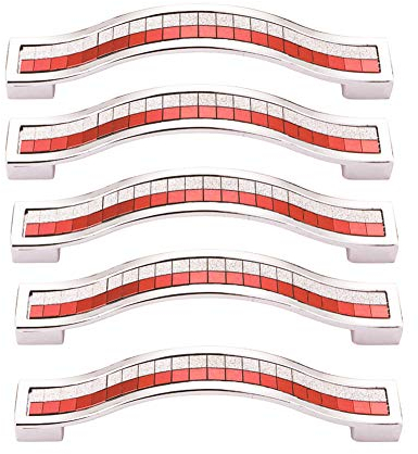 BOZONLI 5 Pack Strass Kristall Schrank Griffe Möbelgriffe Schrankgriffe (128mm, Rot)