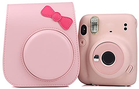 Goshyda Borsa Protettiva per Fotocamera, Custodia Protettiva per Fotocamera Retro in Pelle PU Antigoccia per Instax Mini 11/8/9(Rosa)