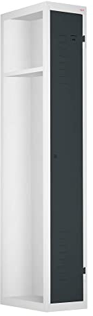 STIER Anbauelement für Garderobenspind, 1800x300x500mm, anthrazitgrau, Metallschrank, erweiterbar, Schließfach, 1 Fach, Spind, sicheres Verschließen von Wertsachen, Garderobenschrank