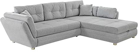 Möbel Jack Ecksofa - Hellgrau - Webstoff - mit Bettkasten