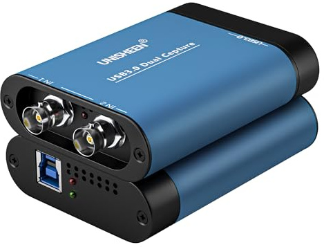 Unisheen Carte de capture USB 3.0 SDI à double entrée, 1080p vidéo diffusion en direct, SDI vers USB 3.0 HD Live Streaming Video Grabber Convertisseur Free Driver