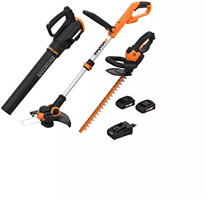 WORX 20V Power Share - 3PC Cordless Combo Kit (Blower, Trimmer, & Hedge Trimmer)