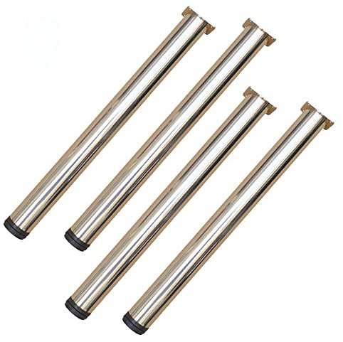 XUAN Edelstahl Möbelfuß Für Esstisch Couchtisch Rund Tischbeine Möbelfüße Silber Tischfuß Tischkufen Mit Verstellfüße, 4 Stück (Size : 60cm)