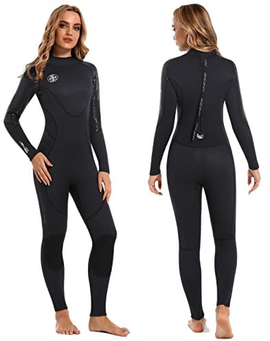 Neoprenanzug Damen Neopren Thermo Schwimmanzug - 3MM UV Schutz Herren Tauchanzug Lange Ärmel Rückenreißverschluss Ultra Stretch Schwarz Wetsuit Outdoor Taucher Badeanzug für Schnorcheln Schwimmen XXL