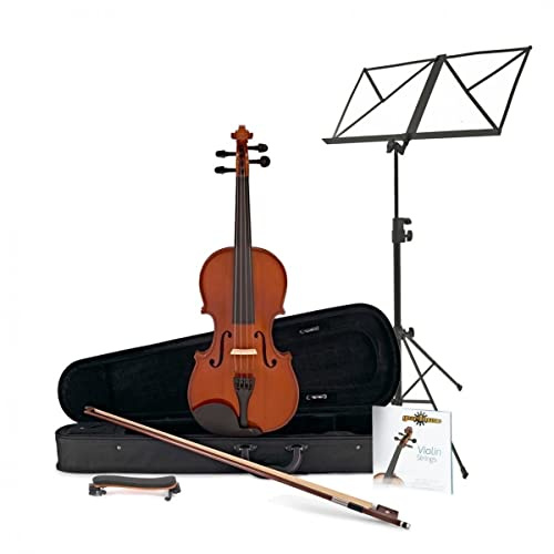 Gear4music Violin Outfit 4/4 Full Size für Anfänger Erwachsene ab 11 Jahren | Für Anfänger ab 11 Jahren, handgefertigter Ahorn- und kanadischer Fichtenkorpus
