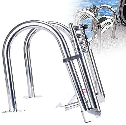 SHENGSHIYU Badeleiter Klappbar Boot Poolleiter, Edelstahl Bootsleiter Yacht Deckleiter Mit Rutschfesten Stufen, Schwimmdeckleiter Mit Handlauf Und Breiter Pedal 4 Stufen Leiter,BoatLadder