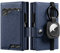 VULKIT Portefeuille Airtag Porte Carte Homme Anti Piratage RFID Porte Carte Bancaire Trifold Portefeuilles et Porte-Cartes Cuir, Navy Bleu
