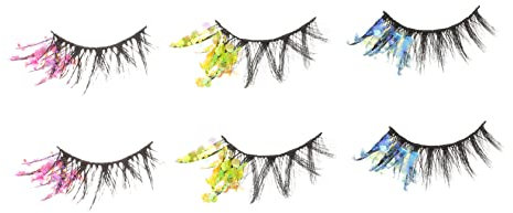 Beavorty 3paires Faux Cils Colorés Avec Paillettes Longs Et Dramatiques Pour Femmes Extensions Fluo Pour Regard