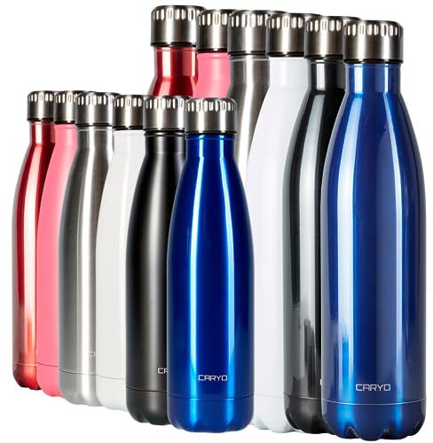 CARYO - Borraccia termica in acciaio inox, 750 ml, in metallo, 500 ml, in acciaio inox, 750 ml, a tenuta stagna
