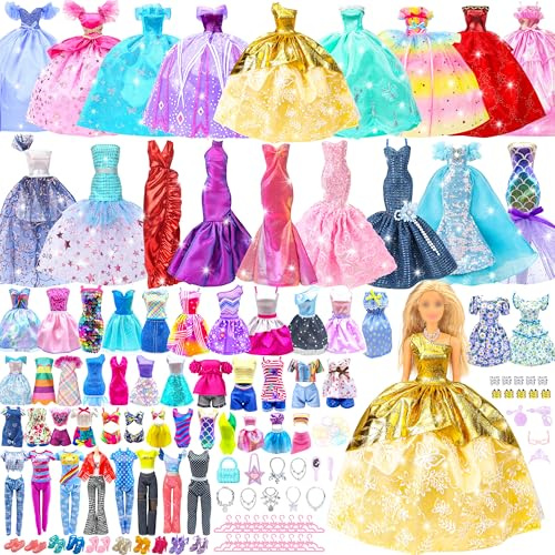 Style Shine Doll Clothes and Accessories Set, Wedding Gowns, Evening Dresses, Fashion Dresses, Casual Outfits Top and Pant, Swimsuit Bikini, Hangers, Shoes and Accessories Toys for Girl Gift