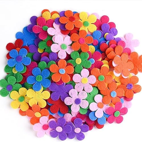 SURALIN 100PCS Filzblumen Schaumstoff-Aufkleber in Blumenform, Aufkleber Blumen Deko für Kinder, Kunsthandwerk, Grußkartenzubehör, DIY-Sammelalbum