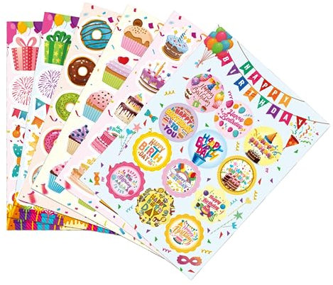 Koboko 125 Stücke Sticker Geburtstag,Aufkleber Geburtstag, Sticker Fotoalbum,Fotoalbum Sticker,für Gästebuch Geburtstag Geburtstagskarten und Fotoalbum Hintergrundwandlayout für EIN Kinderheim