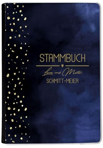 CreaDesign, Stammbuch Hochzeit personalisiert, Familienstammbuch A5 aus Leder mit Klemmschiene, 15 x 22 cm