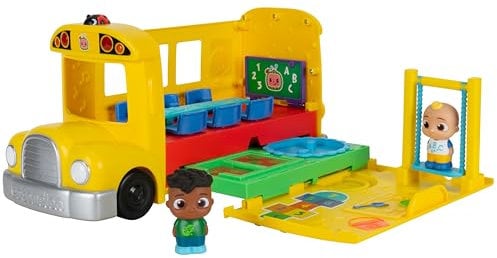CoComelon Transforming School Time Bus - Lichter und Geräusche - 3 Lieblingslieder - 6 Spielbereiche - Abnehmbare JJ und Cody Figuren - Spielzeug für Kinder und Vorschüler