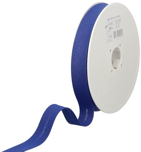 Les Petits Rubans Schrägband – 20 mm breit, gefaltet 10 mm, 25 m Rolle, 50% Baumwolle, 50% Polyester, Bordüre zum Nähen, Banner, Polster, Möbel, Paspeln, Kleidung, Decken