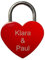 minimutz Cadenas d'amour avec gravure et clé, personnalisé individuellement avec les noms des couples – Cadenas en forme de cœur pour elle et lui – Rouge
