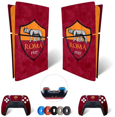 MaD Vision® Extra-Durable Skin Set per PS5 Digital Slim + 5 Paia di Aiming Rings | Pellicola Adesiva in Vinile Opaco per PlayStation 5 + 2 Controllers - per Roma Design