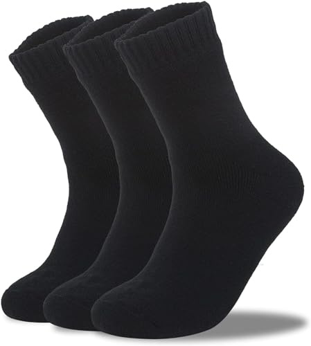 SOHOBABY Calcetines térmicos para hombre, 3 pares, color negro y surtido, para invierno, botas de esquí cálidas, para caminar o para adultos, Negro , 45-49