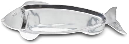 Riviera Maison Dekoratives Tablett Silber Schale in Form eines Fisches Serviertablett für Dekoration und Vorspeisen, Heimdekoration - Long Island Fish Serving Tray - (LxBxH) 65x26x2.50